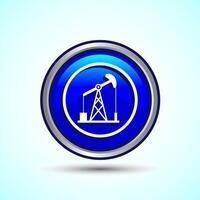 Oil Pump Icon Design Illustration, Industrial Icon For Apps and Websites, Blue Color Round Button Design vector