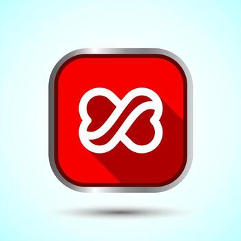 Infinity, Eternity, Icon Design Illustration, Endless Icon For Apps and Websites, Red Shadow Button Design vector