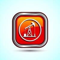 Oil Pump Icon Design Illustration, Industrial Icon For Apps and Websites, Orange Color Square Button Design vector
