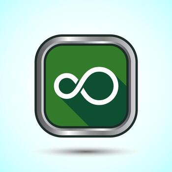 Infinity, Eternity, Icon Design Illustration, Endless Icon For Apps and Websites, Green Shadow Button Design vector