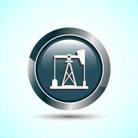 Oil Pump Icon Design Illustration, Industrial Icon For Apps and Websites, Gray Color Round Button Design vector