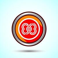 Infinity, Eternity, Icon Design Illustration, Endless Icon For Apps and Websites, Orange Shadow Button Design vector