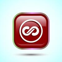 Infinity, Eternity, Icon Design Illustration, Endless Icon For Apps and Websites, Red Color Square Button Design vector