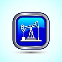Oil Pump Icon Design Illustration, Industrial Icon For Apps and Websites, Blue Color Square Button Design vector
