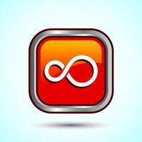 Infinity, Eternity, Icon Design Illustration, Endless Icon For Apps and Websites, Orange Color Square Button Design vector
