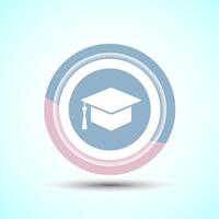 Graduation Hat Icon Design Illustration, Academic Cap Icon For Apps and Websites, Pastel Color Button Design vector