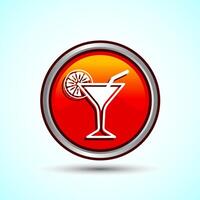 Tropical Drink Icon Design Illustration, Icon For Apps and Websites, Orange Color Round Button Design vector