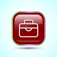 Briefcase Icon Design Illustration, Bag Icon For Apps and Websites, Red Color Square Button Design vector