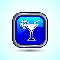 Tropical Drink Icon Design Illustration, Icon For Apps and Websites, Blue Color Square Button Design vector
