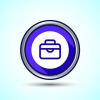 Briefcase Icon Design Illustration, Bag Icon For Apps and Websites, Blue Shadow Button Design vector