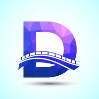 Initial alphabet D with bridge sign. Abstract bridge logo design template. Low poly logo for construction business and company identity. vector