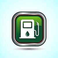 Fuelling Sign Icon Design Illustration, Fuel Icon For Apps and Websites, Green Color Square Button Design vector