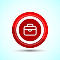 Briefcase Icon Design Illustration, Bag Icon For Apps and Websites, Red Color Button Design vector