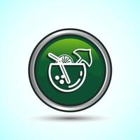 Tropical Drink Icon Design Illustration, Icon For Apps and Websites, Green Color Round Button Design vector