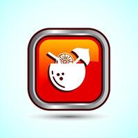 Tropical Drink Icon Design Illustration, Icon For Apps and Websites, Orange Color Square Button Design vector