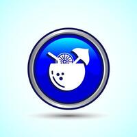 Tropical Drink Icon Design Illustration, Icon For Apps and Websites, Blue Color Round Button Design vector