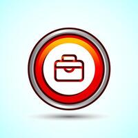 Briefcase Icon Design Illustration, Bag Icon For Apps and Websites, Orange Color Round Button Design vector