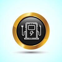 Fuelling Sign Icon Design Illustration, Fuel Icon For Apps and Websites, Gold Color Round Button Design vector