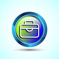 Briefcase Icon Design Illustration, Bag Icon For Apps and Websites, Glossy Round Button Design vector