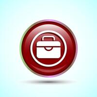 Briefcase Icon Design Illustration, Bag Icon For Apps and Websites, Red Color Round Button Design vector