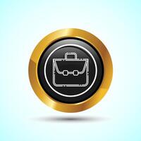 Briefcase Icon Design Illustration, Bag Icon For Apps and Websites, Gold Color Round Button Design vector