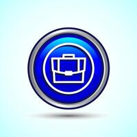 Briefcase Icon Design Illustration, Bag Icon For Apps and Websites, Blue Color Round Button Design vector