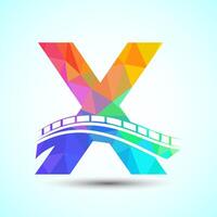 Initial alphabet X with bridge sign. Abstract bridge logo design template. Low poly logo for construction business and company identity. vector