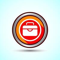 Briefcase Icon Design Illustration, Bag Icon For Apps and Websites, Orange Shadow Button Design vector