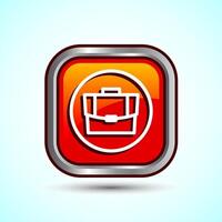 Briefcase Icon Design Illustration, Bag Icon For Apps and Websites, Orange Color Square Button Design vector