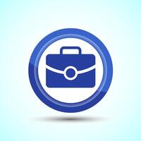 Briefcase Icon Design Illustration, Bag Icon For Apps and Websites, Blue Color Button Design vector