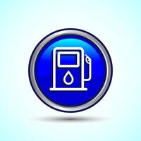 Fuelling Sign Icon Design Illustration, Fuel Icon For Apps and Websites, Blue Color Round Button Design vector