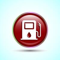 Fuelling Sign Icon Design Illustration, Fuel Icon For Apps and Websites, Red Color Round Button Design vector