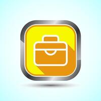 Briefcase Icon Design Illustration, Bag Icon For Apps and Websites, Yellow Shadow Button Design vector