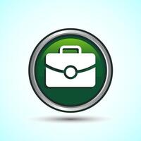 Briefcase Icon Design Illustration, Bag Icon For Apps and Websites, Green Color Round Button Design vector