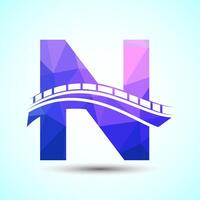 Initial alphabet N with bridge sign. Abstract bridge logo design template. Low poly logo for construction business and company identity. vector