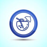 Tropical Drink Icon Design Illustration, Icon For Apps and Websites, Blue Color Button Design vector