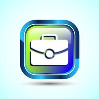 Briefcase Icon Design Illustration, Bag Icon For Apps and Websites, Glossy Square Button Design vector