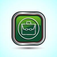 Briefcase Icon Design Illustration, Bag Icon For Apps and Websites, Green Color Square Button Design vector