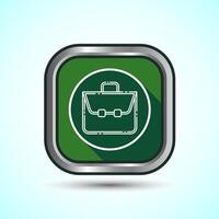 Briefcase Icon Design Illustration, Bag Icon For Apps and Websites, Green Shadow Button Design vector