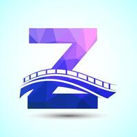 Initial alphabet Z with bridge sign. Abstract bridge logo design template. Low poly logo for construction business and company identity. vector