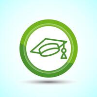 Graduation Hat Icon Design Illustration, Academic Cap Icon For Apps and Websites, Green Color Button Design vector