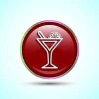 Tropical Drink Icon Design Illustration, Icon For Apps and Websites, Red Color Round Button Design vector