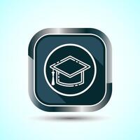 Graduation Hat Icon Design Illustration, Academic Cap Icon For Apps and Websites, Gray Shadow Button Design vector