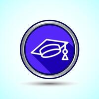 Graduation Hat Icon Design Illustration, Academic Cap Icon For Apps and Websites, Blue Shadow Button Design vector