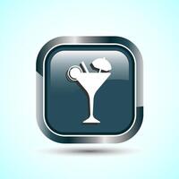 Tropical Drink Icon Design Illustration, Icon For Apps and Websites, Gray Color Square Button Design vector