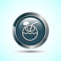 Tropical Drink Icon Design Illustration, Icon For Apps and Websites, Gray Color Round Button Design vector