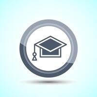 Graduation Hat Icon Design Illustration, Academic Cap Icon For Apps and Websites, Gray Color Button Design vector
