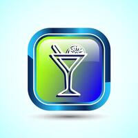 Tropical Drink Icon Design Illustration, Icon For Apps and Websites, Glossy Square Button Design vector