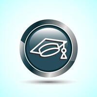 Graduation Hat Icon Design Illustration, Academic Cap Icon For Apps and Websites, Gray Color Round Button Design vector