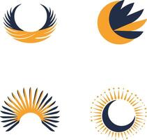 A simple and minimalist logo of rays that together form an abstract dark moon, art, white background, no shadows, no gradient colors, simple design, simple lines, minimal details, flat colors vector
